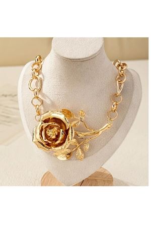 Gold Gül Model Şık Kadın Kolye, 44+7cm