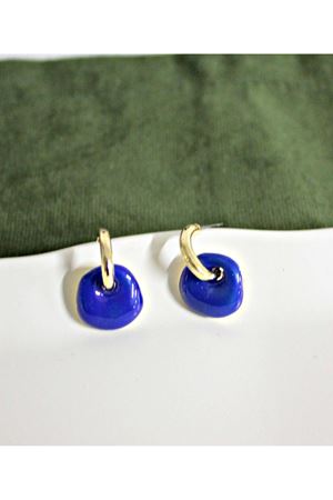 Lacivert Mineli Halka Kadın Küpe