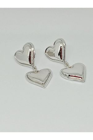 Gümüş Çift Kalp Sallantılı Şık Kadın Küpe