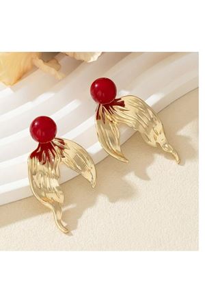 Vintage Gold Balık Kuyruğu Kadın Küpe, Uzunluk:4,8cm