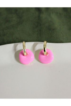 Pembe Mineli Halka Kadın Küpe