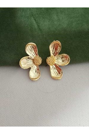 Gold Yarım Papatya Daisy Kadın Küpe