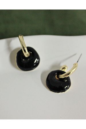 Siyah Mineli Halka Kadın Küpe