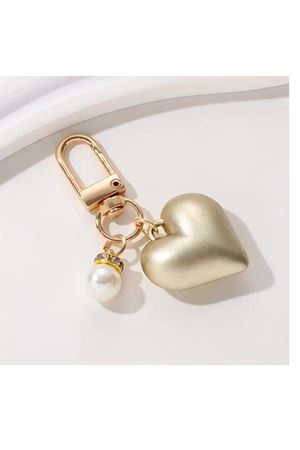 Gold Kalp Küçük (6CM) Çanta Süsü Aksesuarı Anahtarlık, Araba Süsü,çanta Charmı