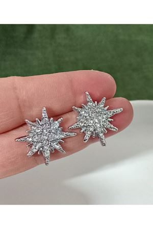 Gümüş Taşlı Yıldız Kadın Küpe