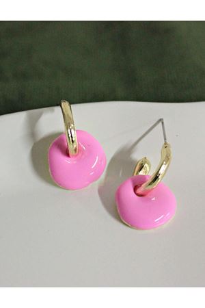 Pembe Mineli Halka Kadın Küpe