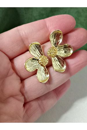 Gold Yarım Papatya Daisy Kadın Küpe