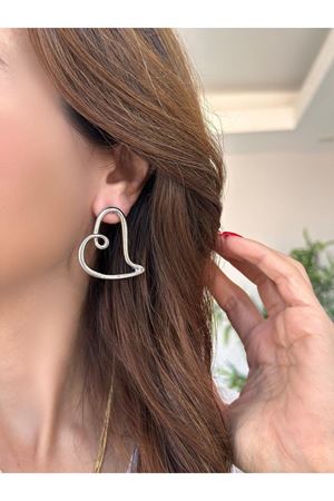 Gümüş Çelik Kalp Kadın Küpe