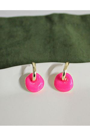 Fuşya Mineli Halka Kadın Küpe