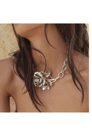 Gümüş Gül Model Şık Kadın Kolye, 44+7cm