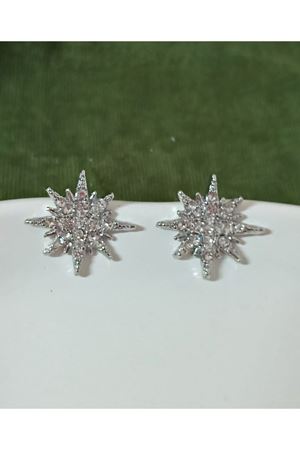 Gümüş Taşlı Yıldız Kadın Küpe