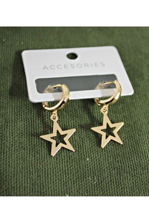 Gold Yıldız Sallantılı Halka Kadın Küpe