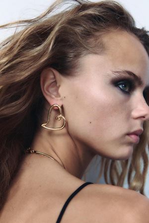 Gold Çelik Kalp Kadın Küpe