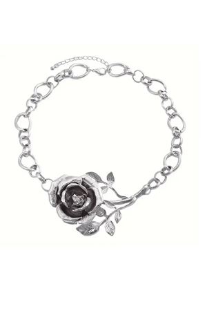 Gümüş Gül Model Şık Kadın Kolye, 44+7cm