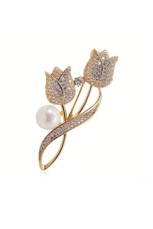 Işıltılı Taşlar Lale broş Elegant Şık Abiye Günlük Broş