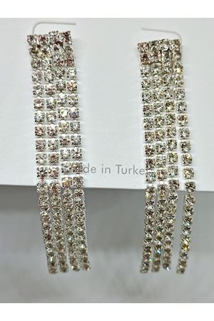 Gümüş Taşlı Su Yolu Sallantılı Kadın Küpe, 4 Şeritli