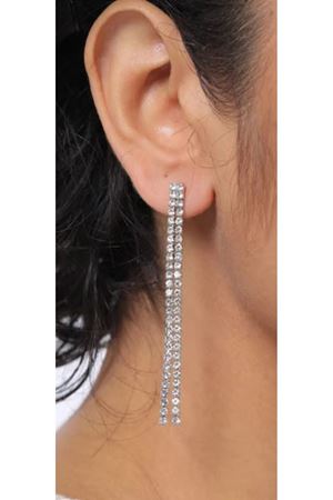 Gümüş (2 SIRA) Su Yolu Işıltılı Sallantılı Kadın Küpe, 2 Şeritli