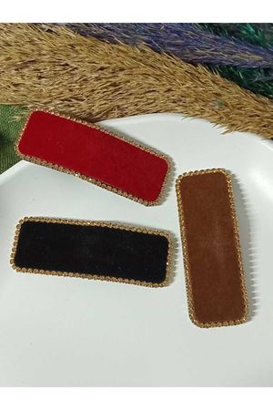 Siyah Kadıfe Dokulu  Çıt Çıt Yan Toka