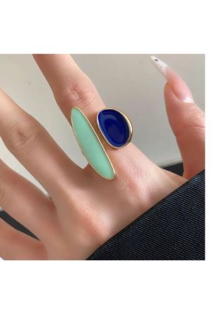 Ayarlanabilir Kırmızı Siyah Vintage Açık Yüzük