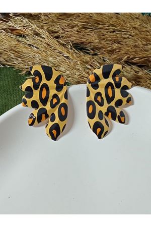 Kanat Leopar Plaka Şık Kadın Küpe