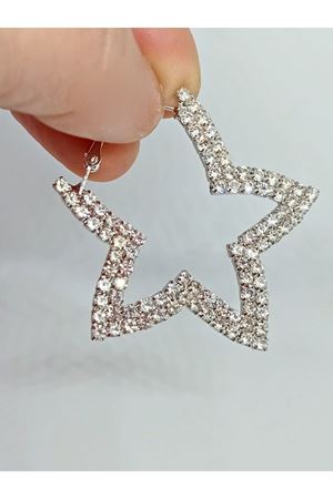 Gümüş Kristal Taşlı Büyük Yıldız Kadın Abiye Küpe,suyolu