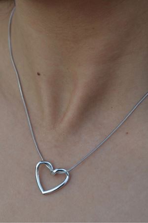 Çelik Valentine’s Düğüm Kalp Kolye İçi Boş Kalp Silver