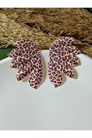 Kanat Leopar Plaka Şık Kadın Küpe