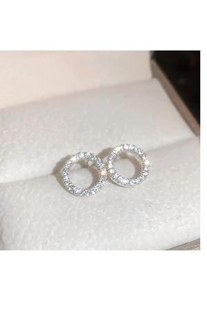 Kristal Taşlı Halka Kadın Abiye Küpe Çap.1,5cm