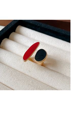 Ayarlanabilir Kırmızı Siyah Vintage Açık Yüzük