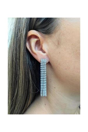 Gümüş Taşlı Su Yolu Sallantılı Kadın Küpe, 4 Şeritli