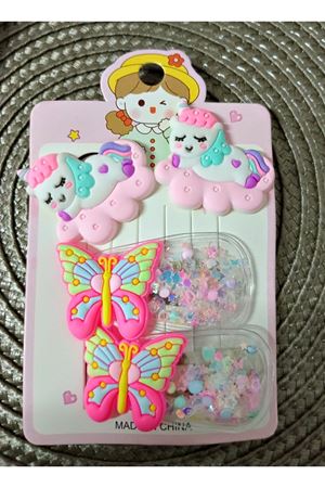 4 Parça Unicorn Çocuk Pens ve Havlu Toka Seti