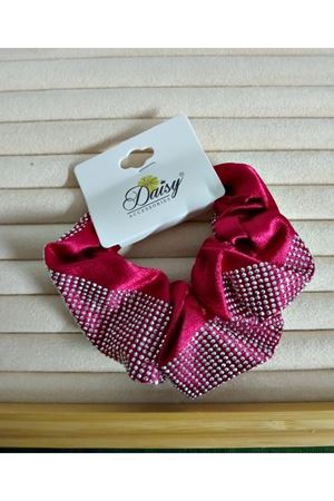 Bordo Taşlı Tasarım Saten Abiye Günlük Lastik Toka