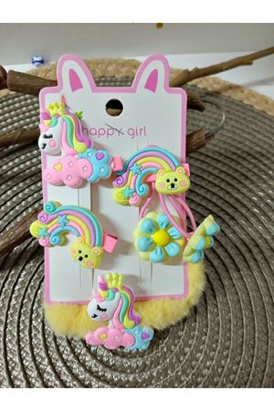 6 Parça Unicorn Çocuk Pens ve Havlu Toka Seti