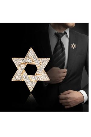 Altı Köşeli Yıldız Şık Erkek Takım elbise Yaka Broş