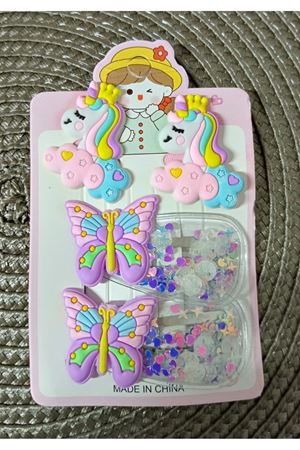 4 Parça Unicorn Çocuk Çıt Çıt Ve Havlu Toka Seti