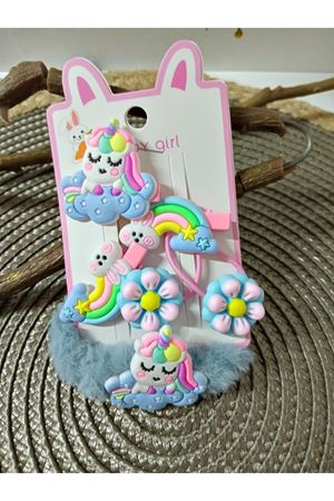 6 Parça Unicorn Çocuk Pens ve Havlu Toka Seti
