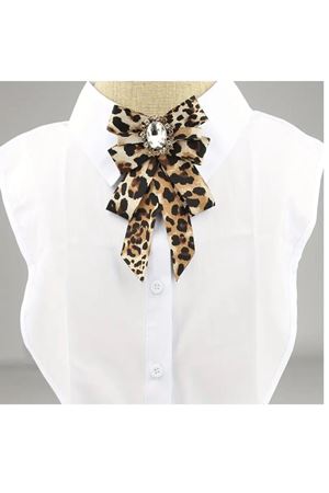 Leopar Taşlı Şık Abiye Günlük Papyon Broş