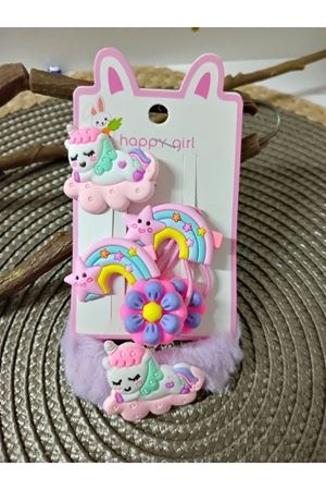 6 Parça Unicorn Çocuk Pens ve Havlu Toka Seti