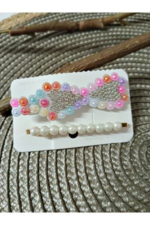 2 li İncili Kadın Yan Toka