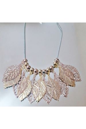 Gold Rose Gümüş Kaplama Yaprak Kolye