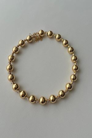 Gold İncili Taşlı Choker Kadın Kolye