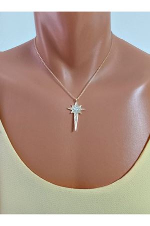 Çelik Kutup Yıldızı Zirkon Taşlı Kadın Kolye