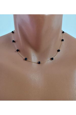 Gold Siyah Kare Boncuklu Kadın Kolye