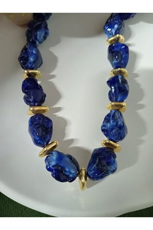 Lacivert Boncuklu Şık Abiye Günlük Kadın Kolye