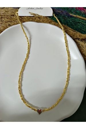 Kalp Uçlu Dorika Gold Şık Abiye Günlük Kadın Kolye