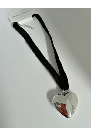 Şık Seksi Aşk Kalp Kolye Siyah Flanel Kayışlı Choker , Gümüş Kalp Kolye