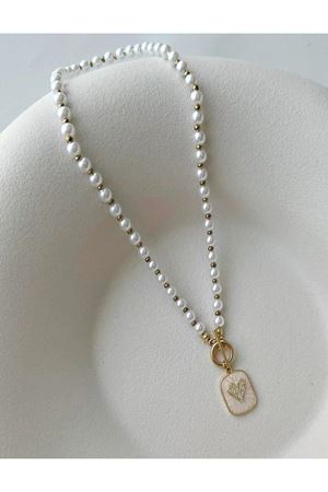 Altın Kaplama Sedef Uçlu İnci Kolye