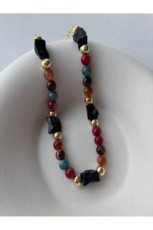 Mix Renkli Boncuklu  Şık Kadın Kolye