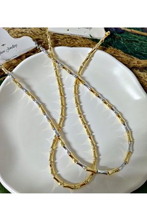 Mavi Nazar Uçlu Dorika Şık Abiye Günlük Gold Kadın Kolye