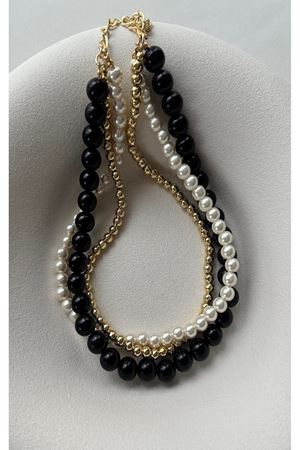 Siyah Boncuklu Incili 3 Lü Kadın Kolye